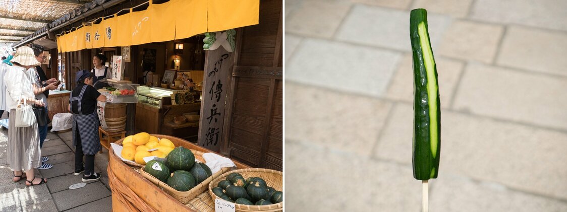 おかげ横丁名物の一つ「胡瓜（きゅうり）スティック」（150円）