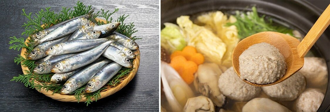 Японские сардины и рыбные фрикадельки (© Pixta)