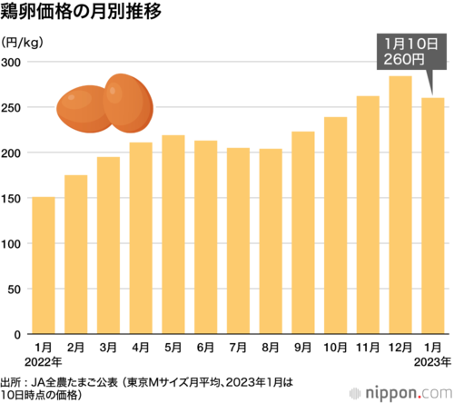 鶏卵価格の月別推移