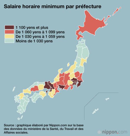 Salaire horaire minimum par préfecture