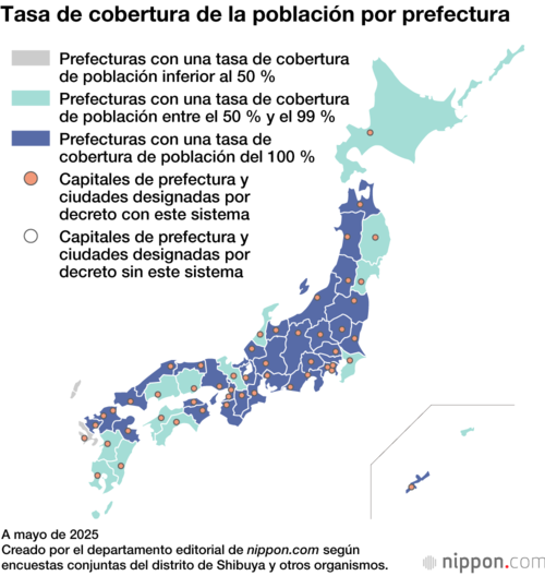 Tasa de cobertura de la población por prefectura
