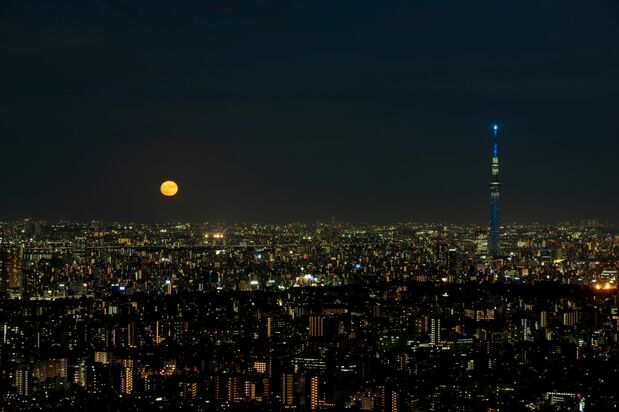 The Tokyo skyline at night as seen from the observatory deck of Sunshine 60. (© Sunshine City)