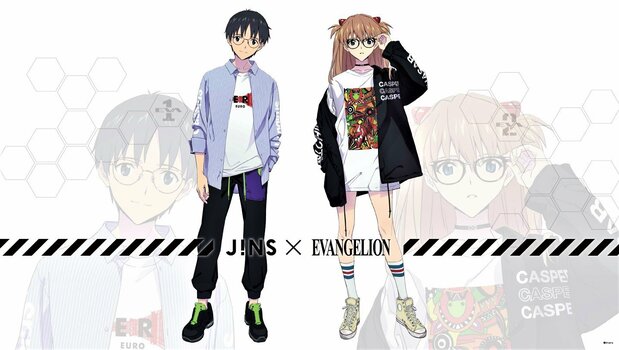 「エヴァンゲリオン」はさまざまな企業とのコラボを展開。イラストはメガネの「JINS」とコラボした際のイメージ