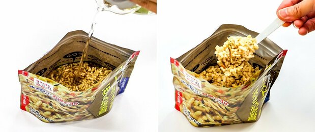 Nagatanien’s mixed rice takes just a few minutes to prepare. (© Nippon.com)