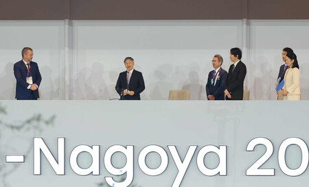 開会式で開会を宣言される天皇陛下＝１８日、愛知・パロマ瑞穂スタジアム