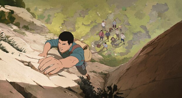 A medida que nos remontamos en el pasado de Habu se van esclareciendo su pasión por la montaña y los conflictos a los que hace frente. ©Le Sommet des Dieux – 2021 / Julianne Films / Folivari / Mélusine Productions / France 3 Cinéman / Aura Cinéma