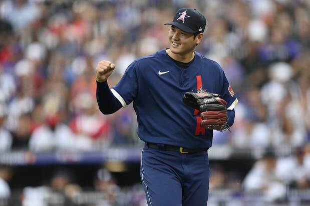 Ohtani Shôhei, premier joueur de baseball à disputer le All Star Game aussi bien en tant que lanceur que frappeur. Le 13 juillet 2021. (AFP/Jiji Press)