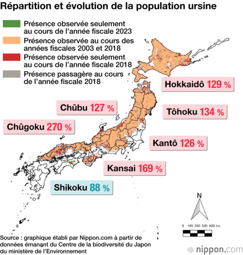 Répartition et évolution de la population ursine