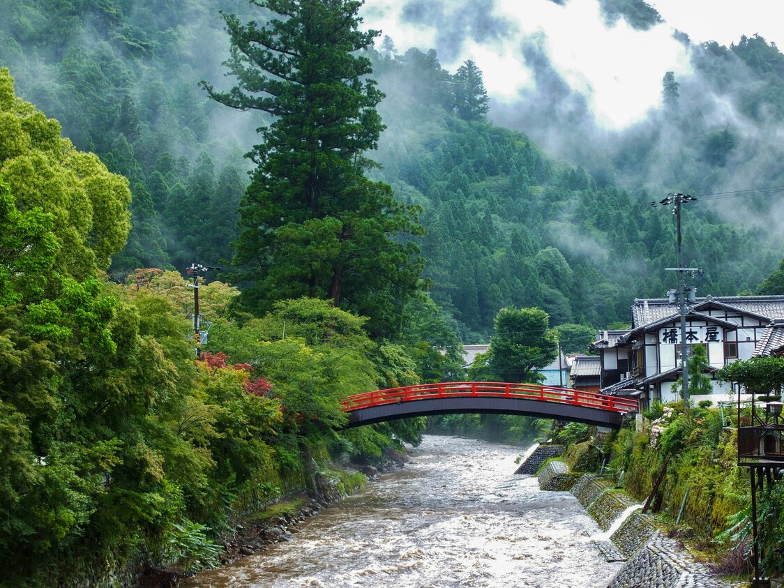 室生川上的太鼓桥。龙穴神社位于其上游（笔者拍摄）