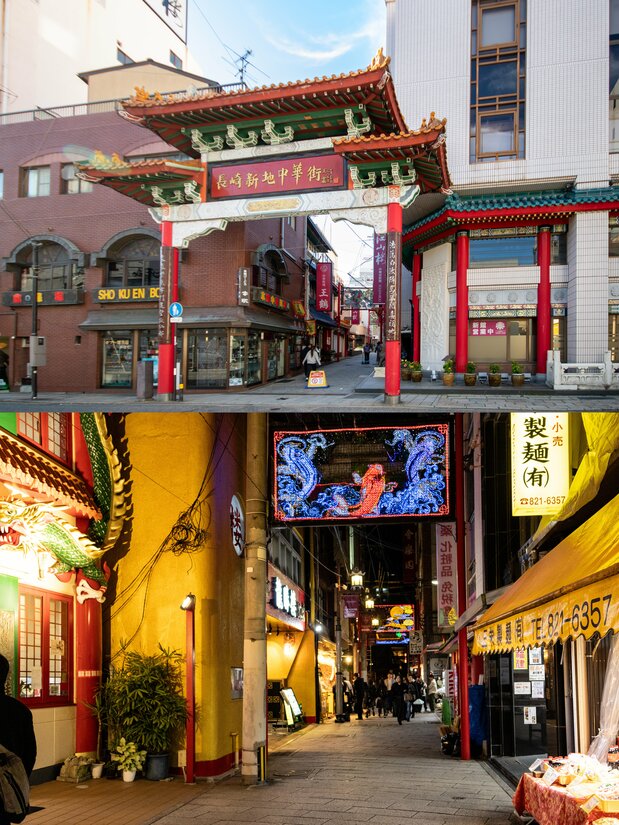 長崎新地中華街，中國餐廳和雜貨店鱗次櫛比