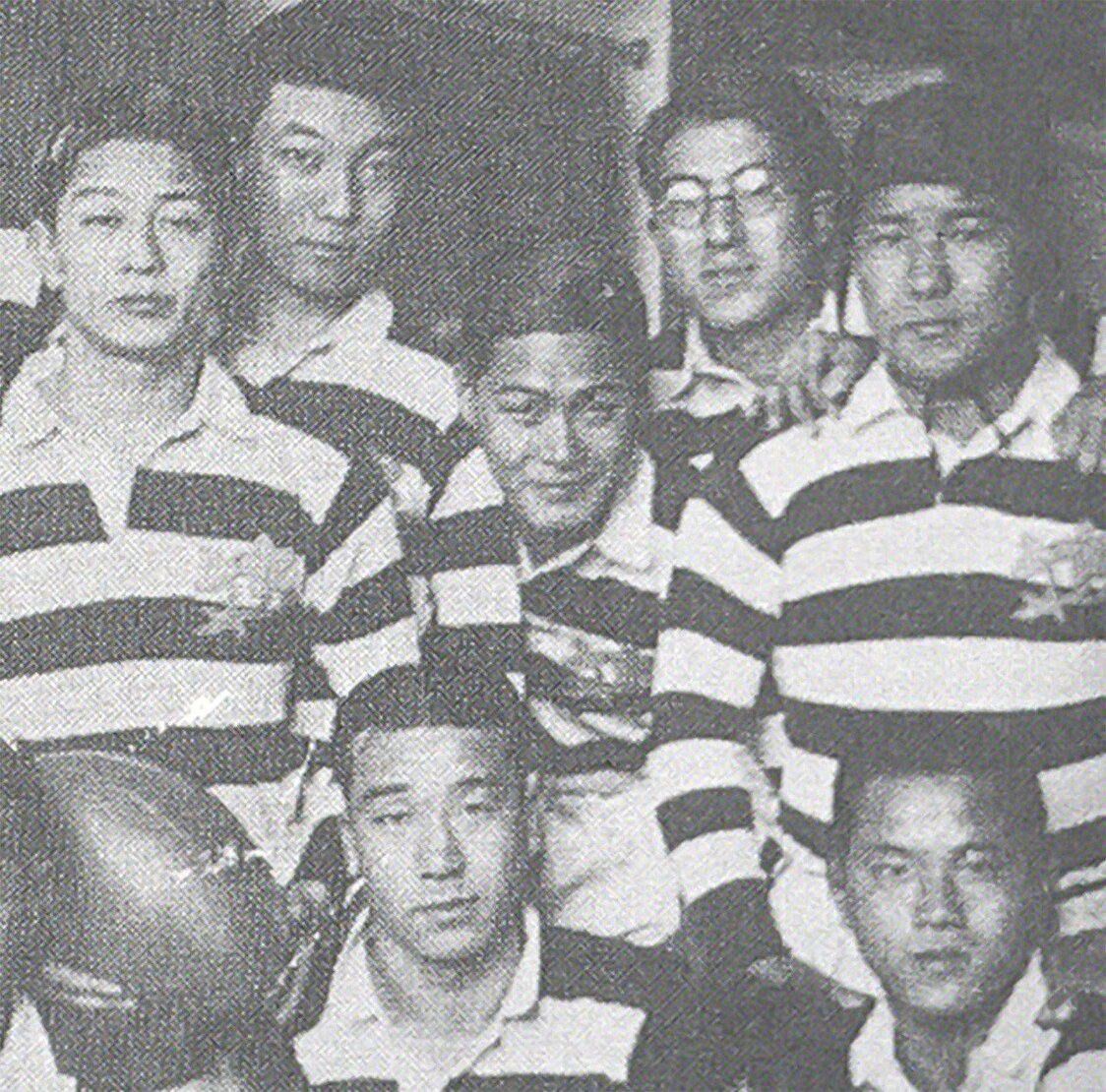 1932年日本代表隊時的柯子彰（後排中央）（日本橄欖球協會提供「日本橄欖球數位博物館」刊載質料）