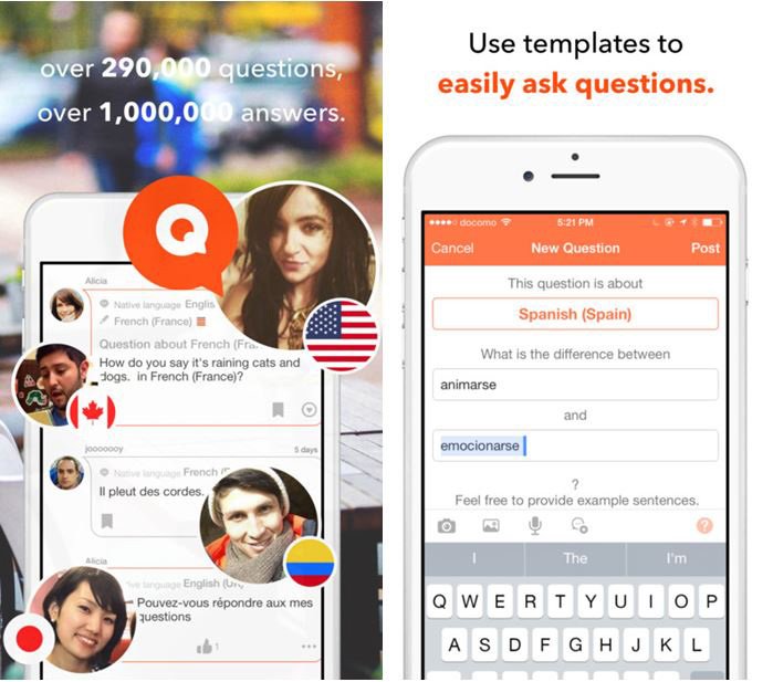 Capture d’écran de HiNative. Cette application permet à ceux qui apprennent le japonais ou toute autre langue de poser directement des questions à des interlocuteurs natifs.