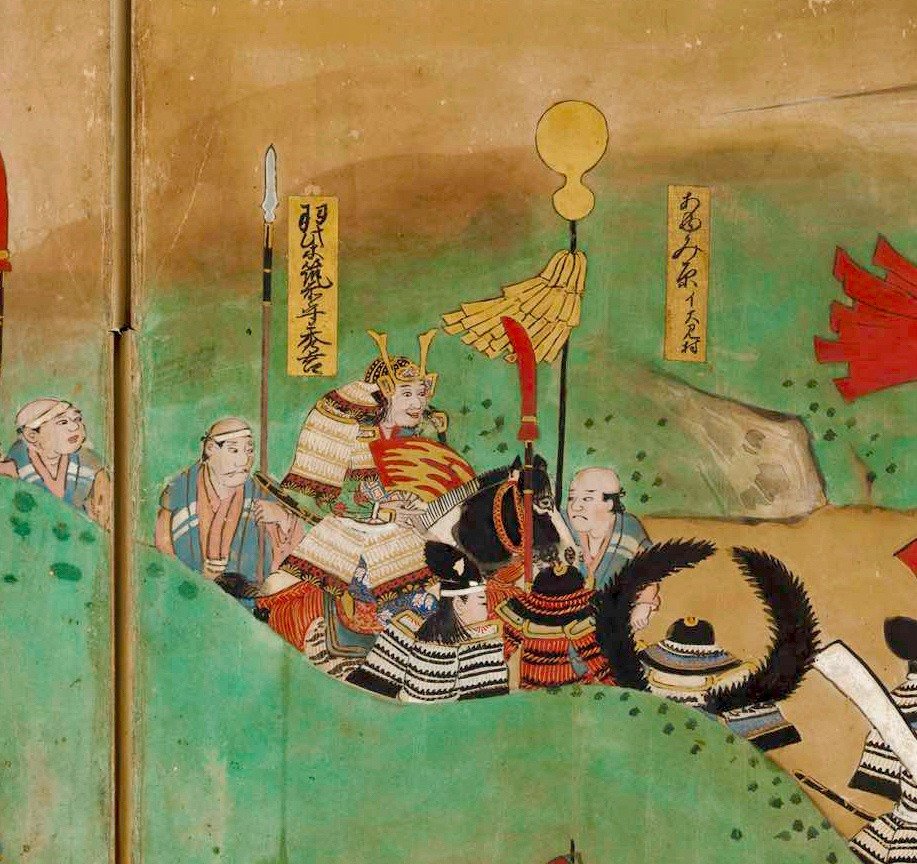 『長篠合戦図屏風』より羽柴秀吉を描いた部分を拡大 / 犬山城白帝文庫所蔵