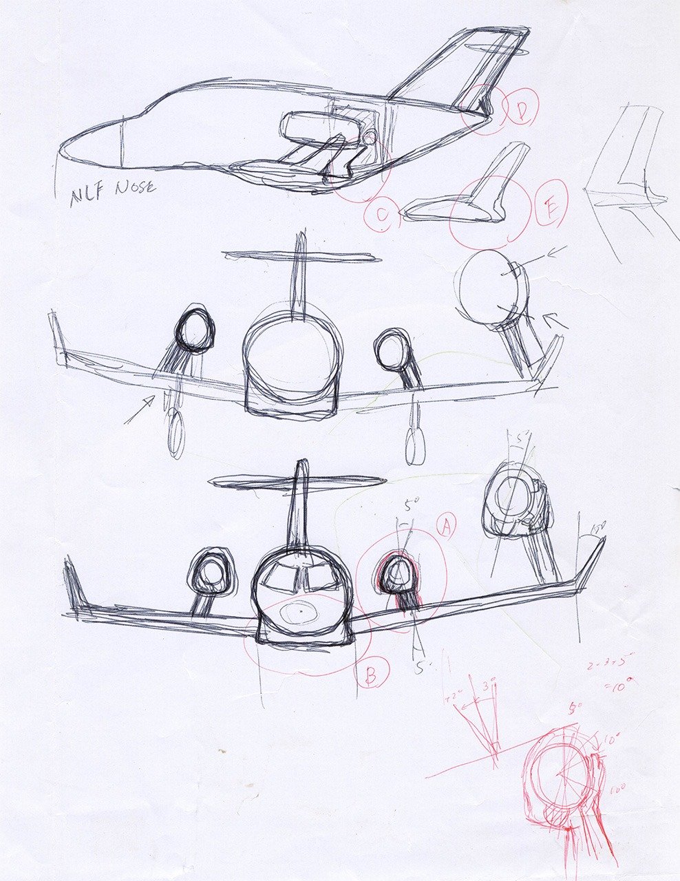 Fujino sketched his idea for the over-the-wing engine mount configuration on the back of a calendar. (Courtesy of Honda Aircraft Company)
