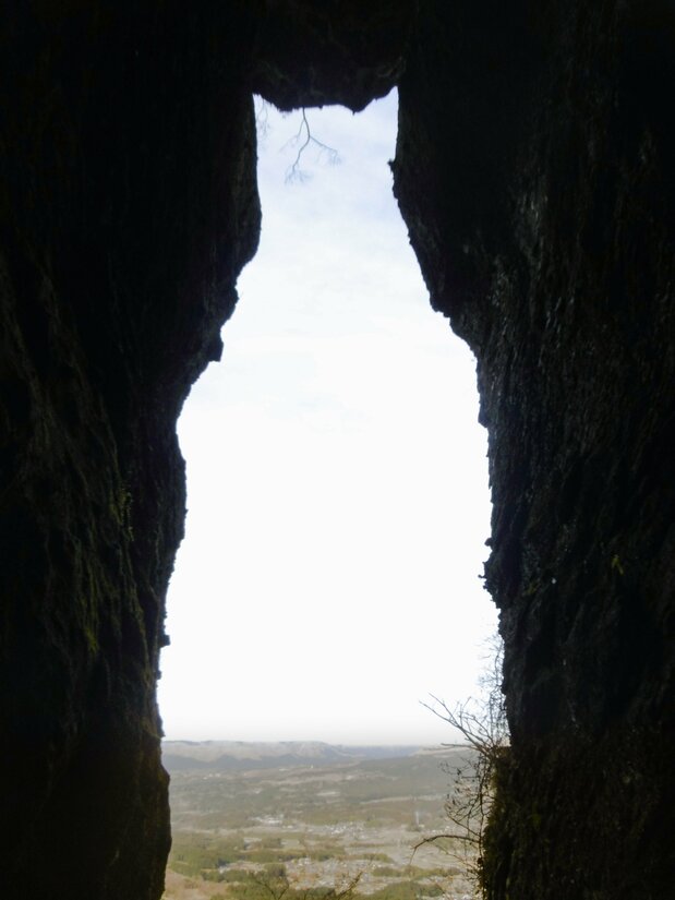 The cavern’s opening resembles a cat looking out over Minamiaso.