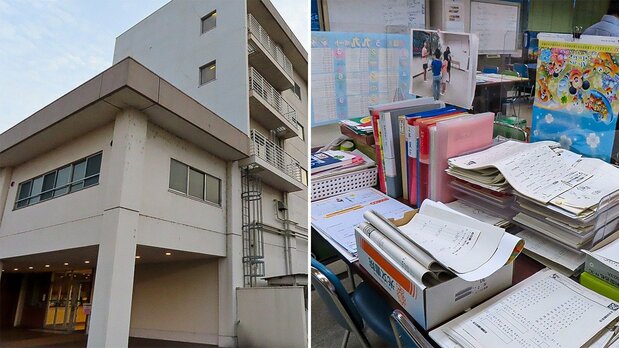 A la izquierda, el dormitorio de la empresa NGK. A la derecha, un rincón de la sala donde se guarda el material utilizado.