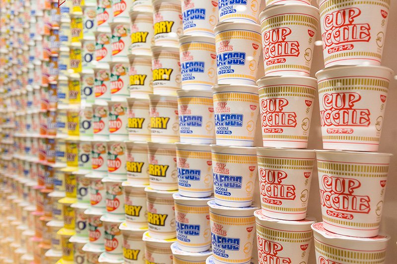 A standard Cup Noodle lineup today. The excellent package design and logo have remained virtually unchanged since the product’s launch.