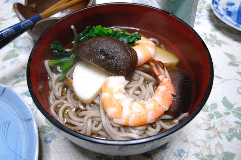 Bowls of soba (or udon farther to the west) have been a standard meal for ringing out the old for some two centuries.