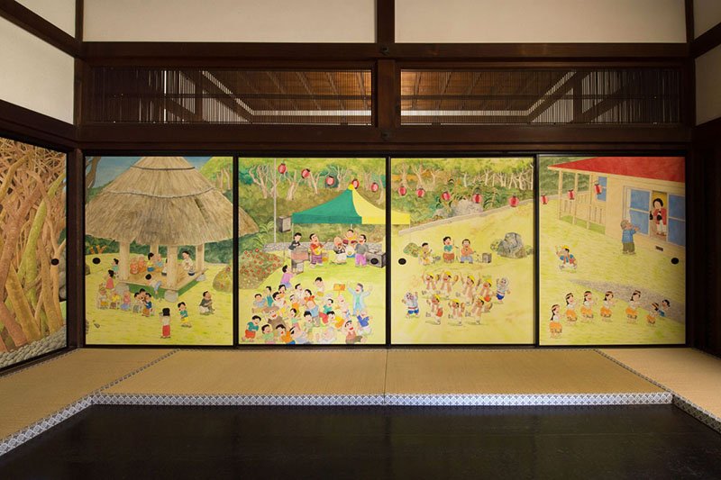 Pintura fusuma en el lado este del salón principal.