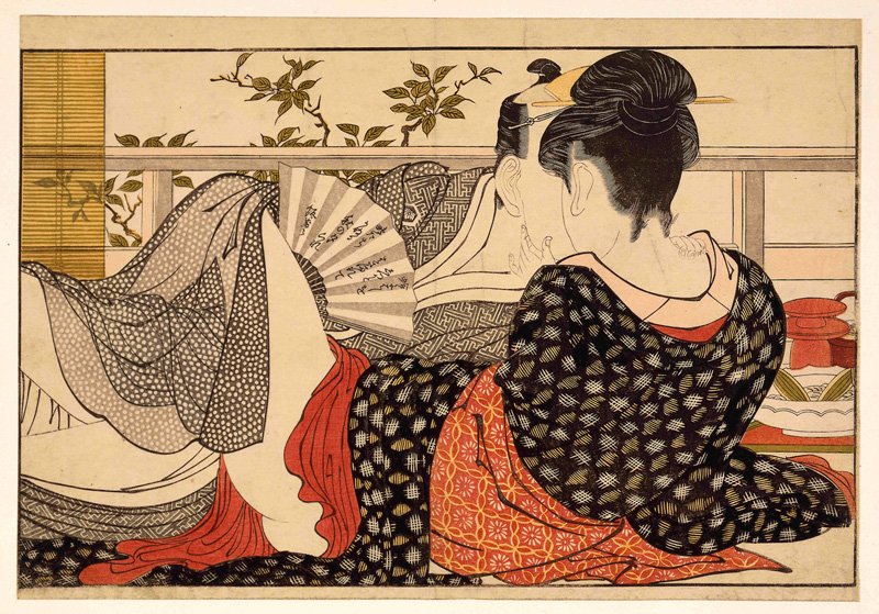 喜多川歌麿『歌満くら』（彩色木版画、1788年）大判錦絵12枚組物の第10図。