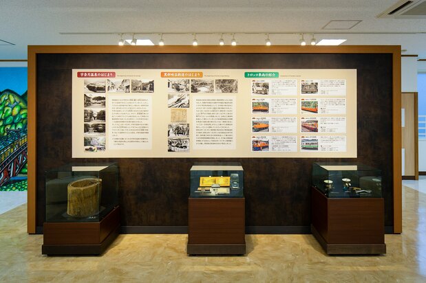 An exhibit on the second floor of Unazuki Station traces the trainline’s history.