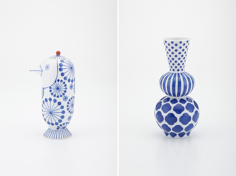 Créations nées de la collaboration entre le maître du four Kamide-chôemon de porcelaine de Kutani et le designer Jaime Hayon. (Avec l’aimable autorisation de Maruwakaya)