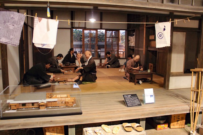 昭和初期（1920年代）の山吹舎の模様を再現した、国立ハンセン病資料館展示室のジオラマ。