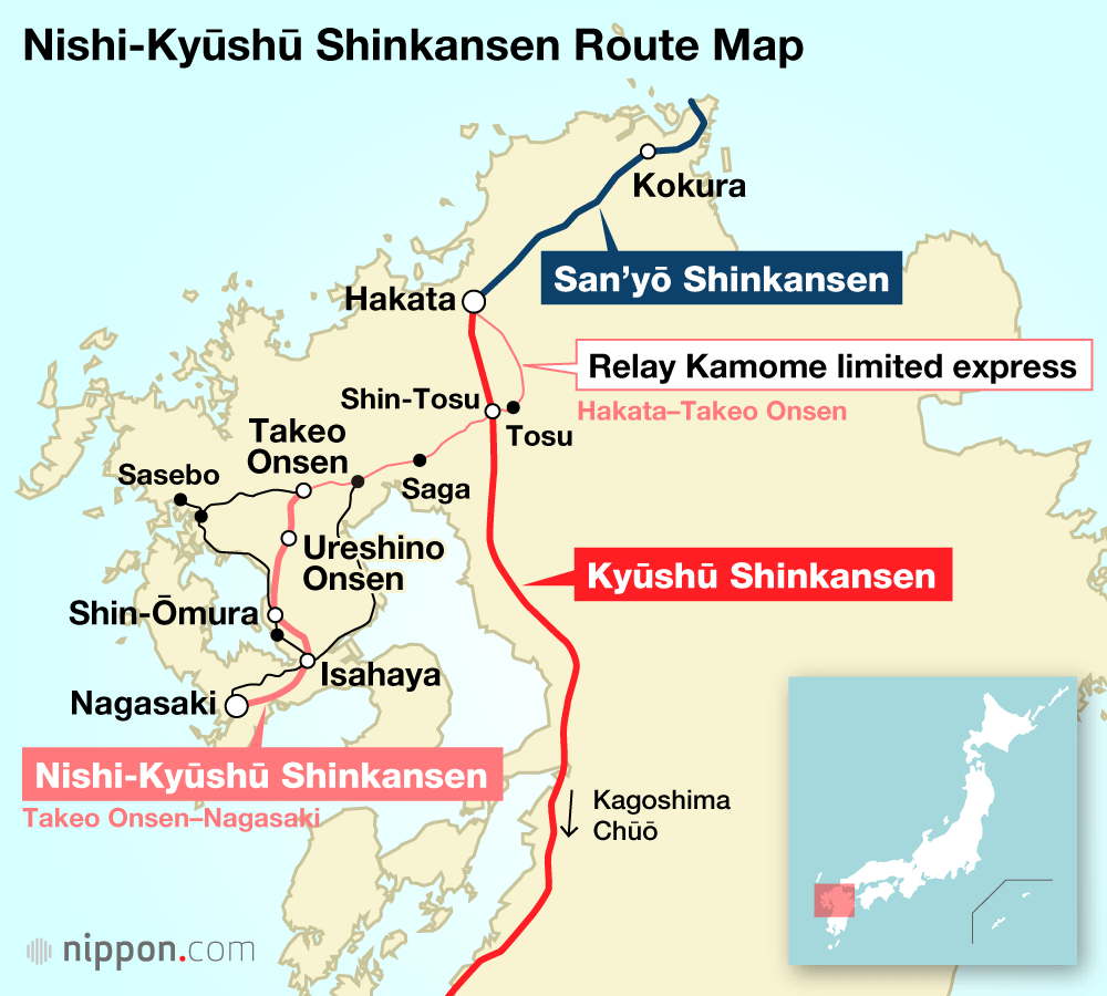 Nishi-Kyūshū Shinkansen Route Map