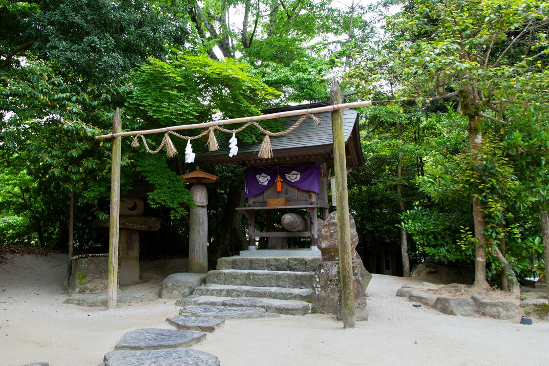 位于神社区域内的山神神社的右侧有一株夫妻山茶树，树干根部分为两股，叫“乙女椿”
