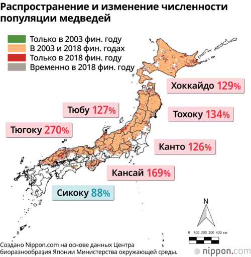 Распространение и изменение численности популяции медведей