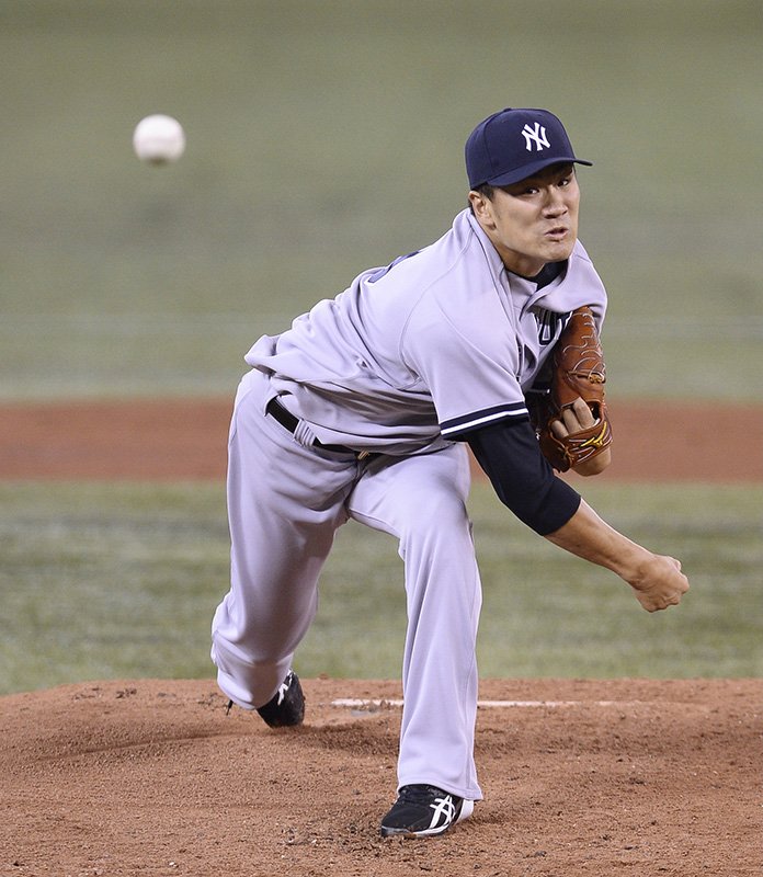 Tanaka Masahiro en su debut en la Major League con los Yankees de Nueva York. (© Jiji Press)