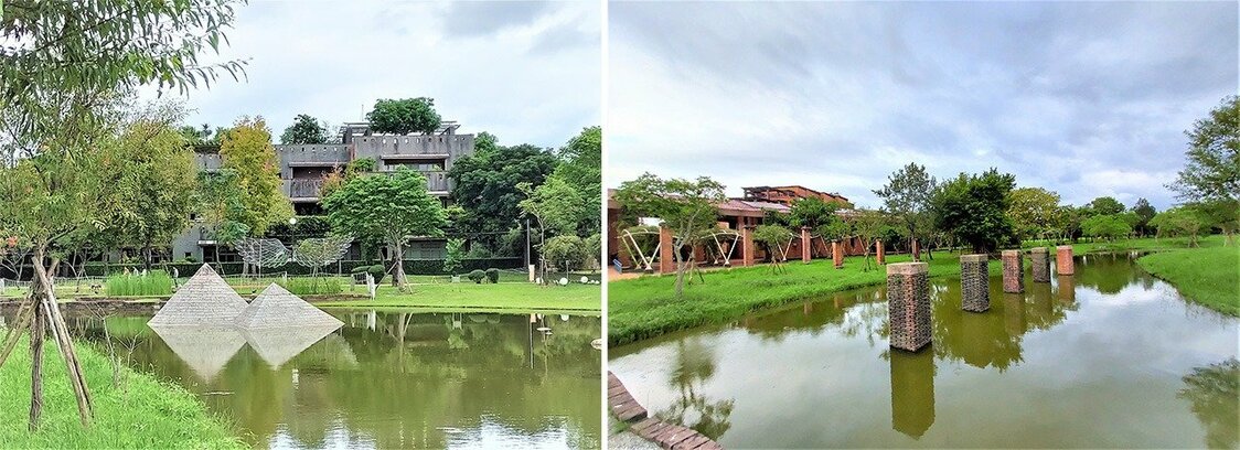 宜蘭県庁舎、県議会、県史館のある中央公園の様子