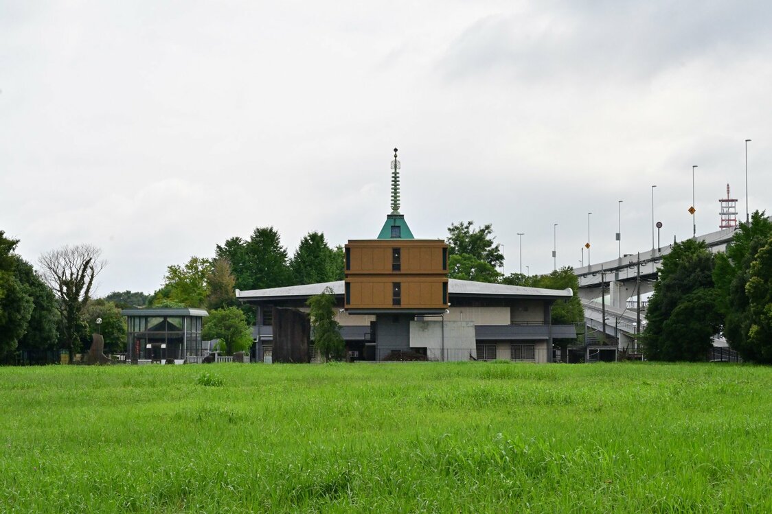 御前栽畑のあった辺りから撮影した現在の木母寺。地震や火災、水害に強そうな、防災拠点の寺院ということがよく分かる