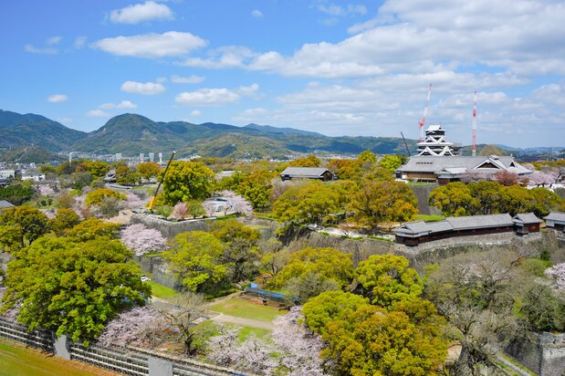 Kumamoto Castle Park as seen from Kumamoto City Hall.