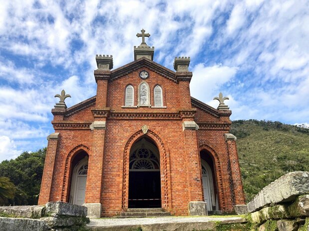 La antigua iglesia de Nokubi fue diseñada por el constructor Tetsukawa Yosuke, nacido en el archipiélago de Gotō y conocido como “el padre de la arquitectura cristiana de Japón”. (Fotografía: Amano Hisaki)