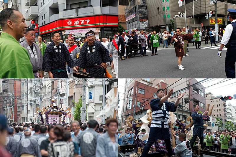 总神社神轿渐渐靠近。恩田登上神轿