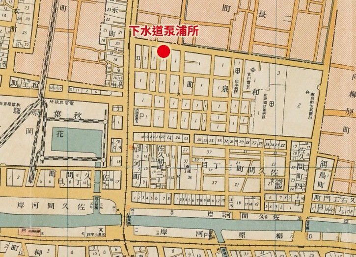 「大正九年的神田區圖」（公益財團法人特別區協議會數位舊地圖加上標示）