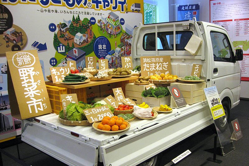 スズキ歴史館に展示された地方で活躍する軽トラック