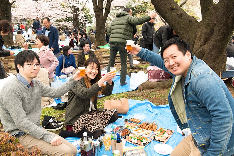 ¿Qué suelen comer los japoneses bajo los cerezos?