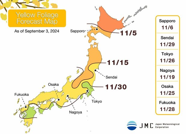 Yellow Foliage Forecast Map