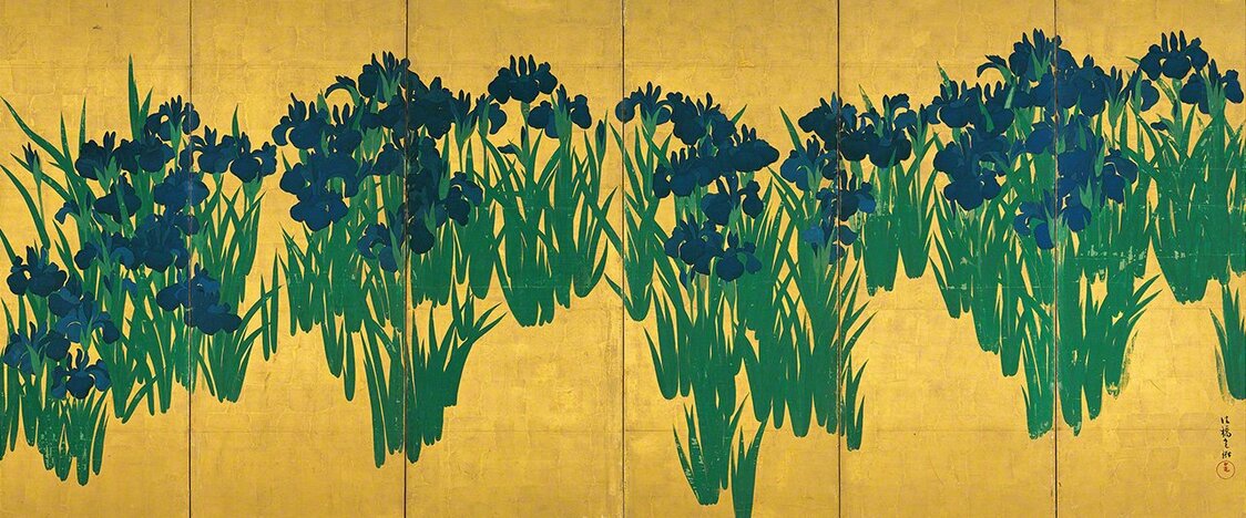 《燕子花図屏風》右隻 国宝（根津美術館蔵）同美術館で、毎年4月中旬から5月初旬頃のみの展示