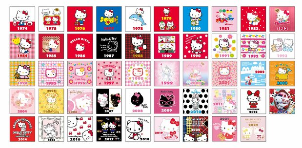 Hello Kitty designs over the past 50 years. (© 2023 Sanrio)
