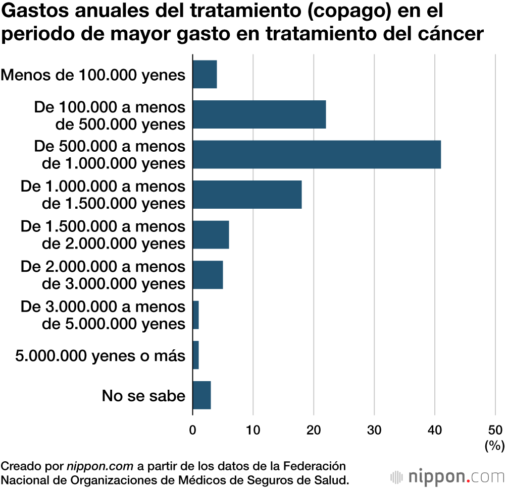 Gastos anuales del tratamiento (copago) en el periodo de mayor gasto en tratamiento del cáncer