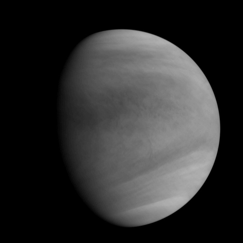 Venus, en una fotografía tomada por Akatsuki desde una distancia de 72.000 kilómetros (7 de diciembre, 14:19 hora de Japón / imagen cortesía de JAXA)