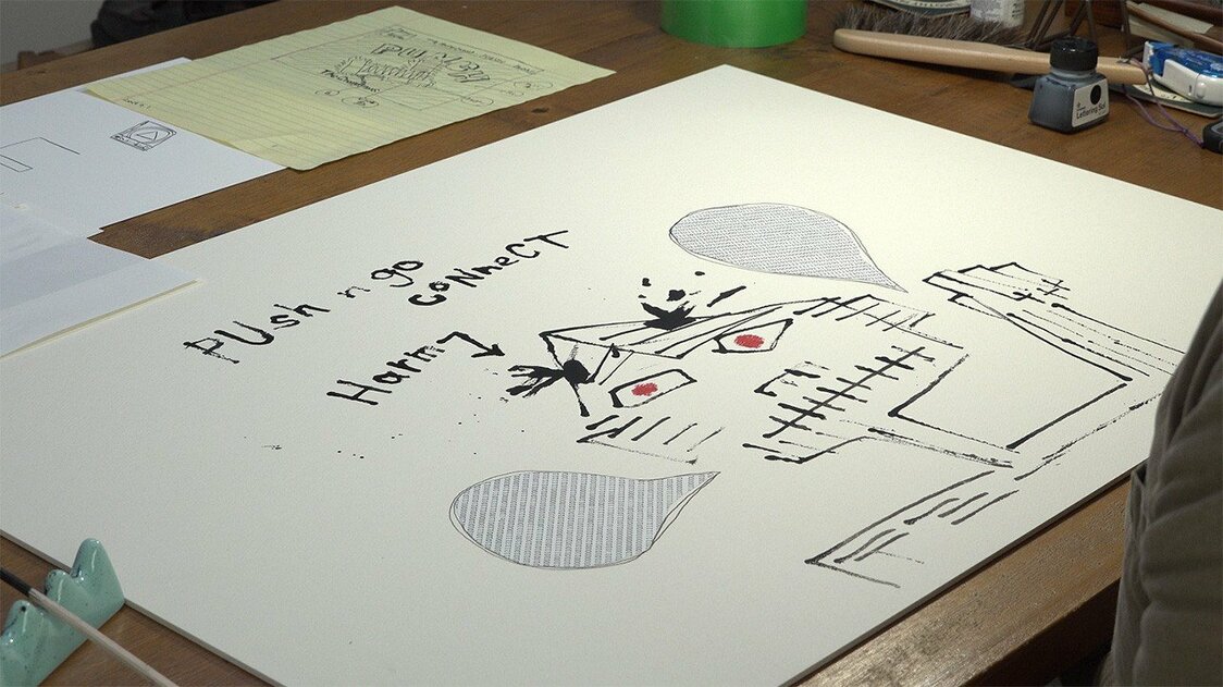 「PUNCH」のインナーのアートワークには割り箸を使用　©2020「エポックのアトリエ」製作委員会