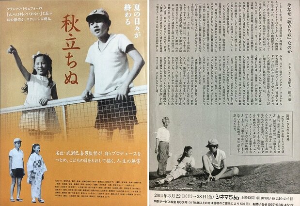 「秋立ちぬ」劇場公開に合わせて作成されたシネマ5のオリジナルチラシ