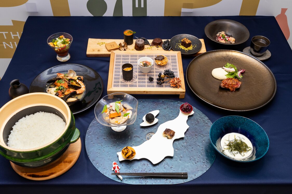コース料理。食材だけでなく器やカトラリーも新潟県産