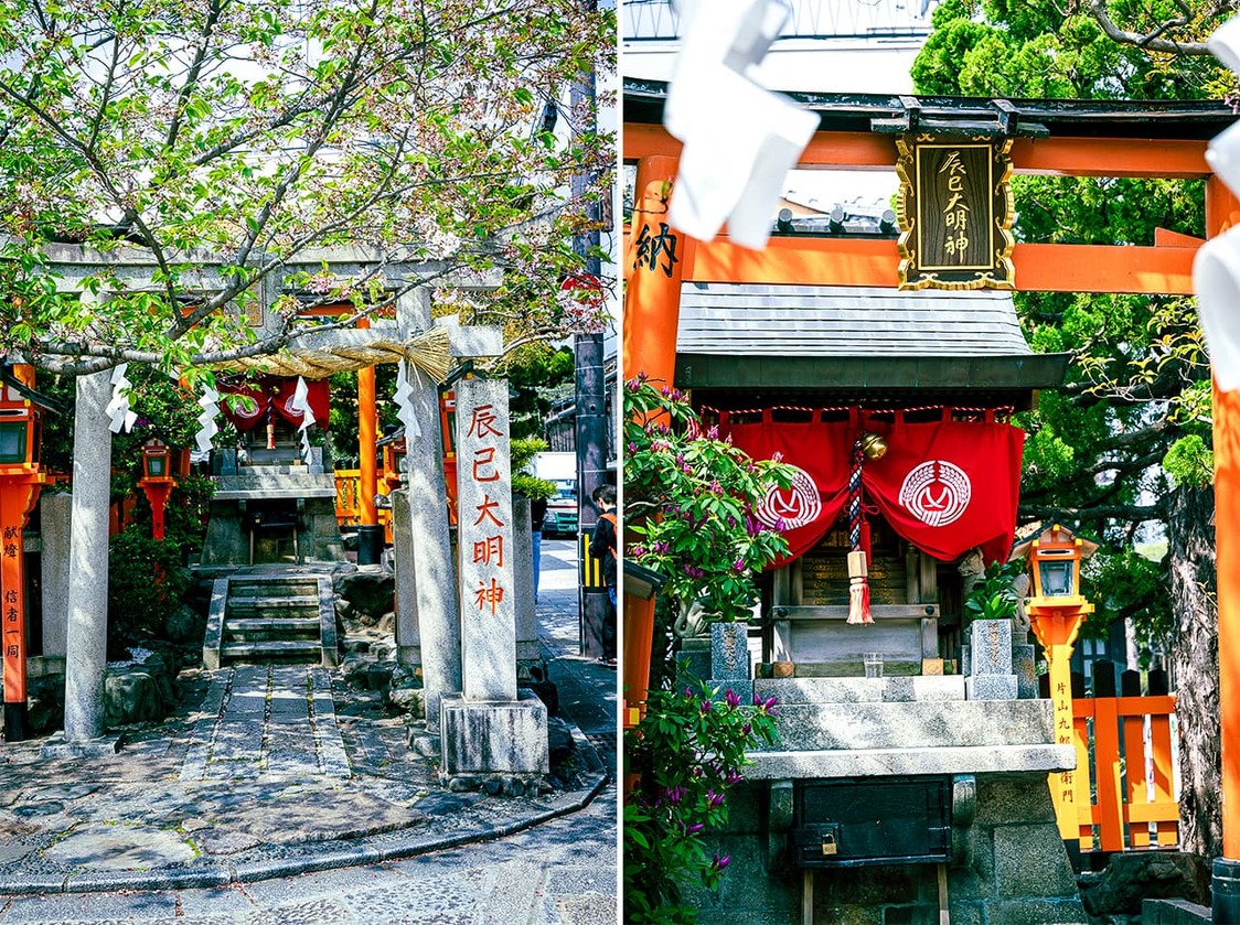 辰巳神社（左），辰巳大明神