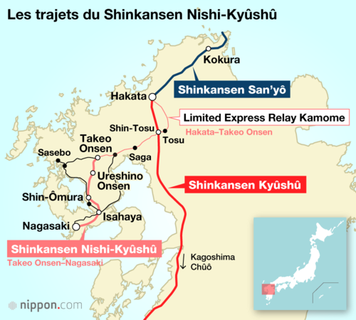 Les trajets du Shinkansen Nishi-Kyûshû