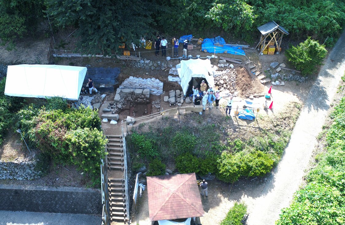 Tercera fase de las excavaciones en una vista desde un dron. (Cortesía de Asada Masahiko)